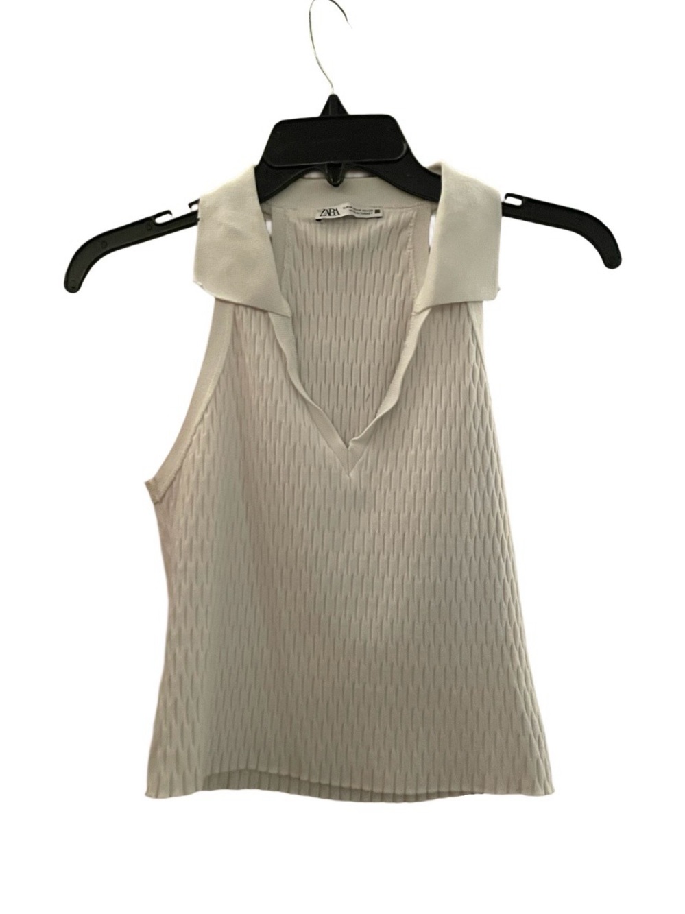 Zara Cropped Sleeveless Collared Knit Camisole